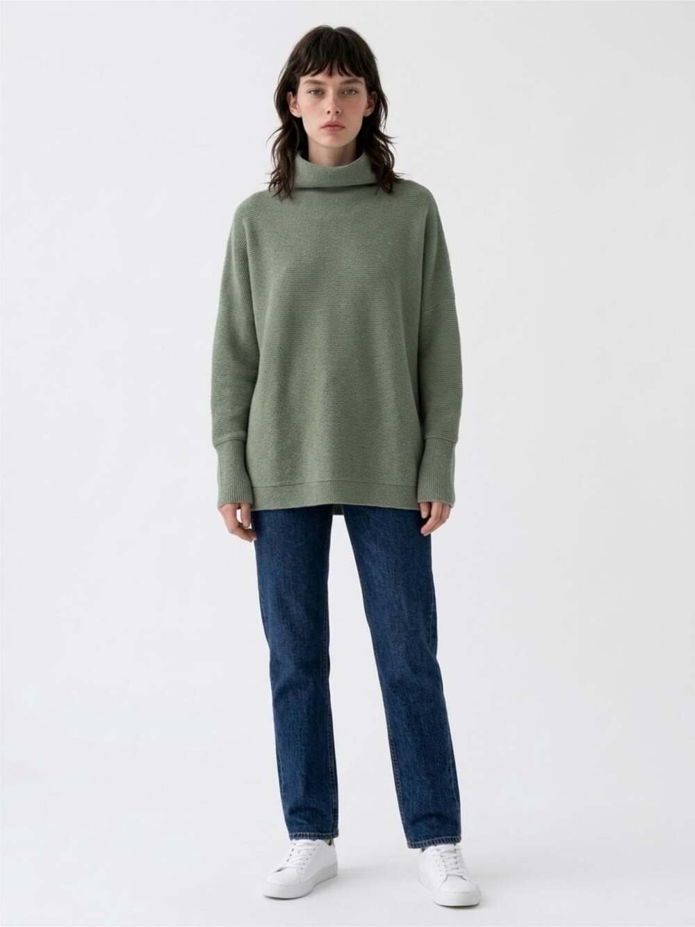 Free People Ottoman Green Slouchy Turtleneck Sweater Size S